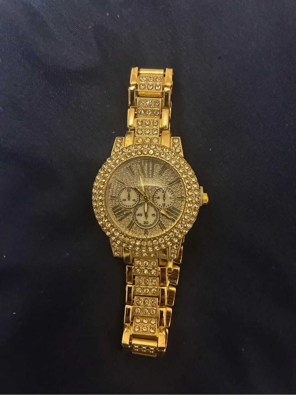 Gold Crystal Pavé Watch - Elegant Gold Tone